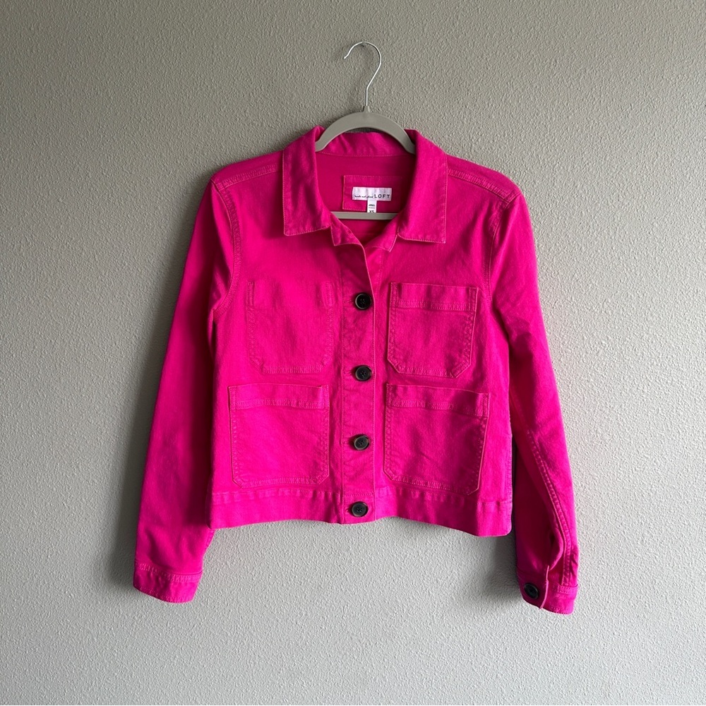Loft Bright Pink Denim Jacket XS